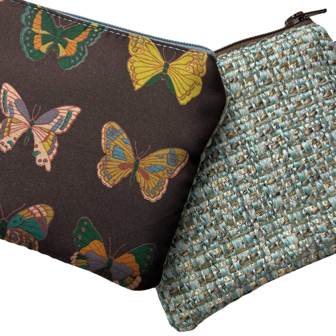 Farfalle Brown Vintage Silk Scarf Coffee Run Keychain Bag