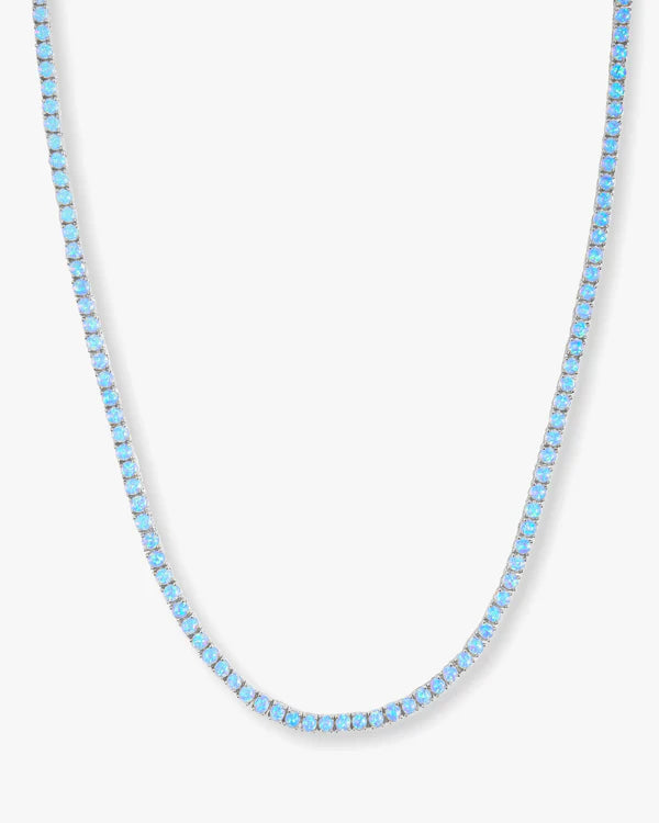 Grand Heiress Blue Opal Tennis Necklace 18"
