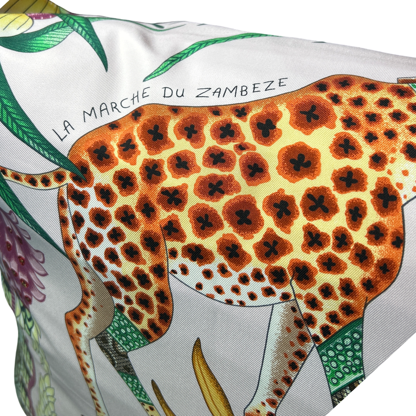 Marche du Zambeze Vintage Silk Scarf Lumbar Pillow 35"
