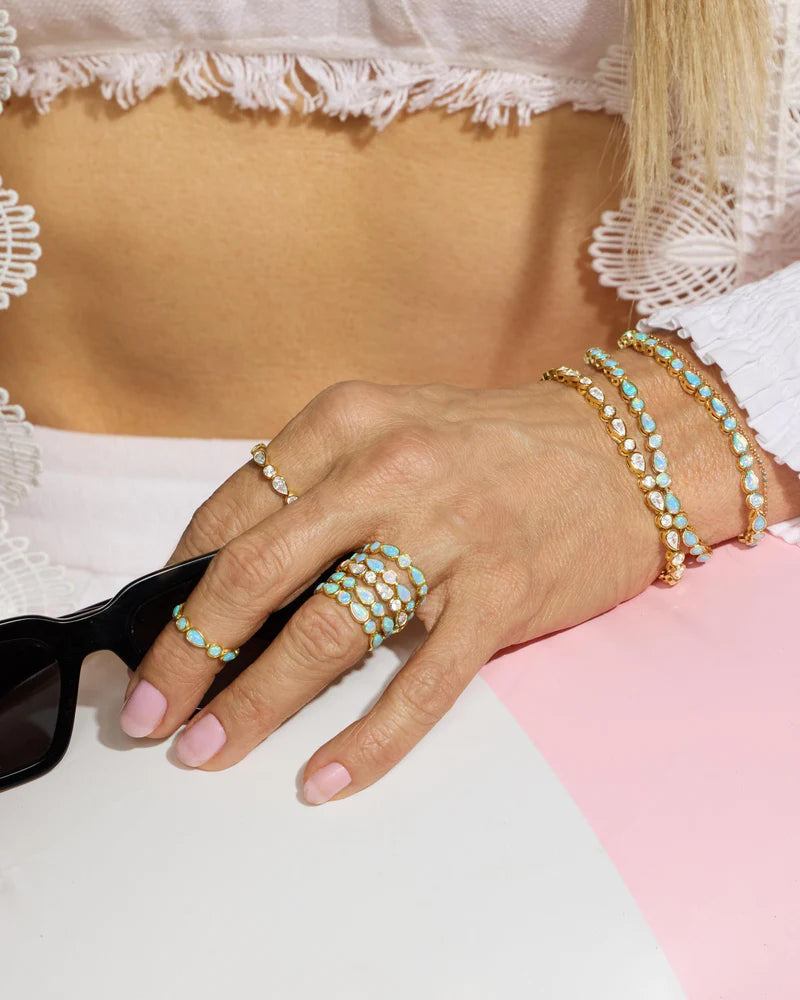 Isla Tennis Bracelet - Silver and Blue Opal