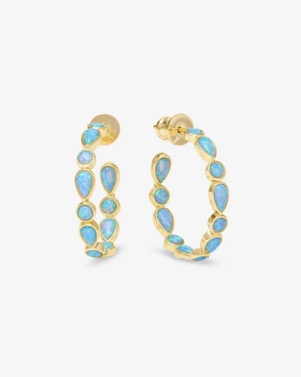 Isla Hoops 1"-Gold & Blue Opal