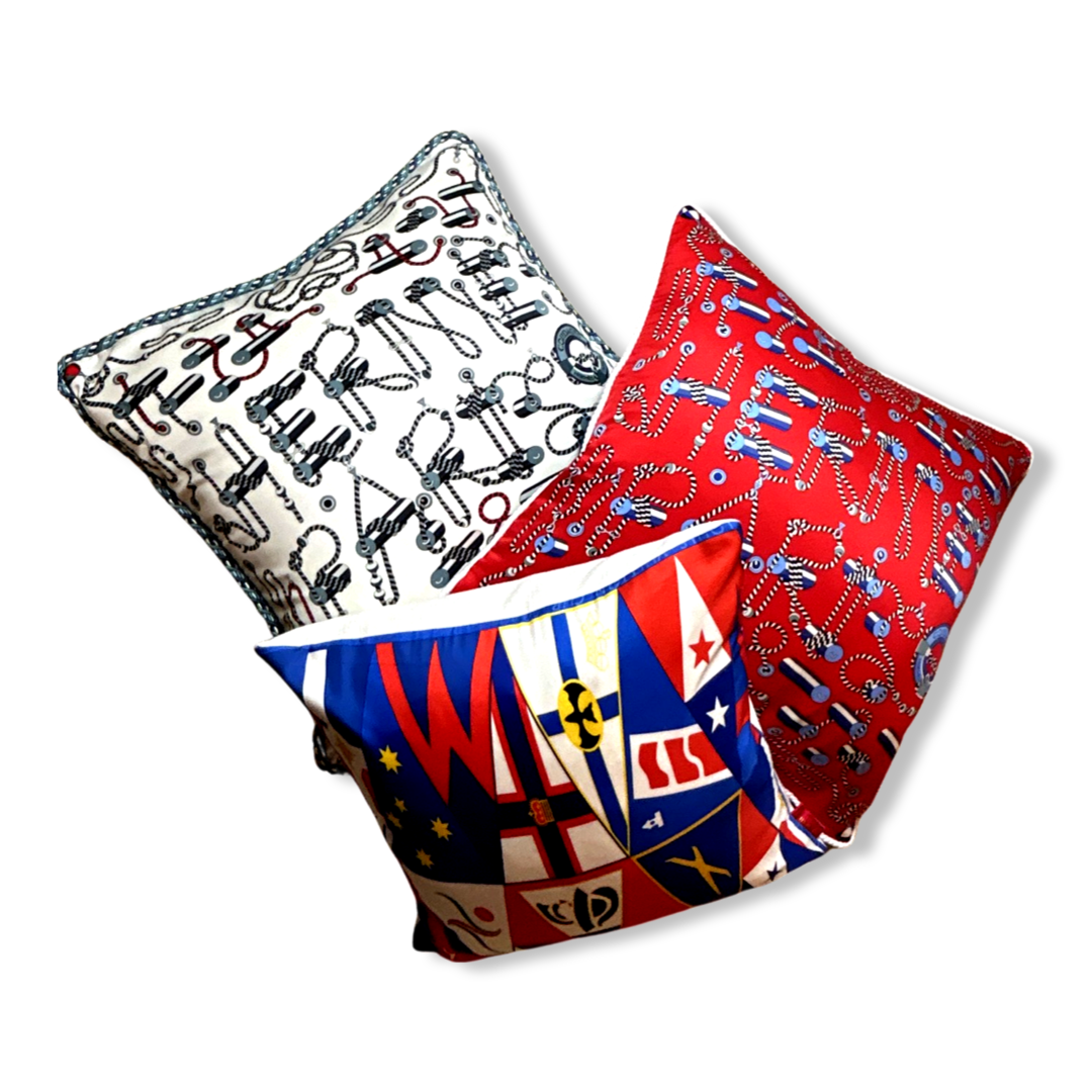 LV Cup 2000 Vintage Silk Scarf Pillow 20"