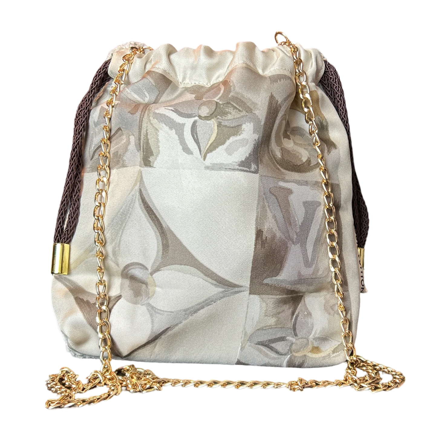 Vintage LV Au Fils du Temps Silk Scarf Drawstring Crossbody Bag