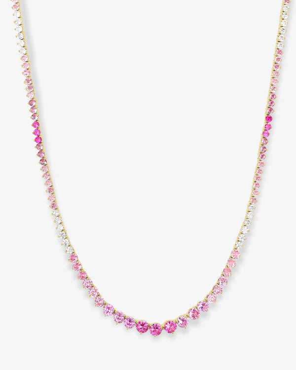 Not Your Basic Graduated Ombre Tennis Necklace 16"