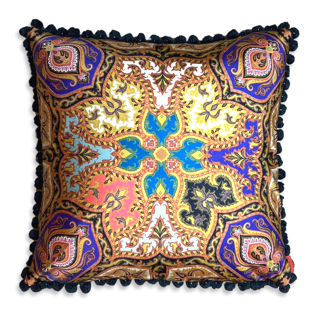Paisley Jeweltone Vintage Silk Scarf Pillows 26"