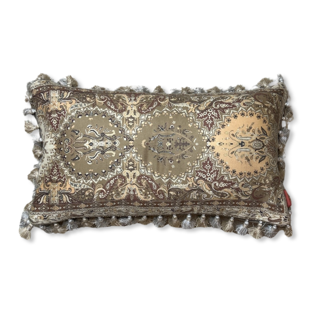Tan Paisley Vintage Wool & Silk Scarf Pillows