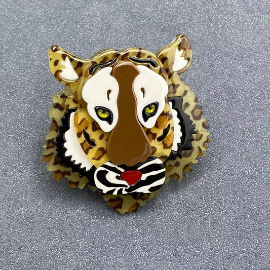 Acrylic Tiger's Head Brooch