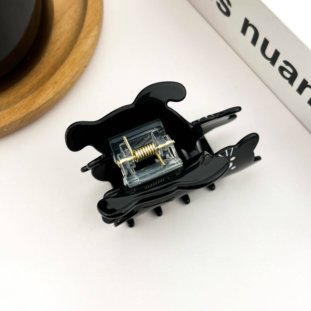 Black Standing Cat Hair Claw Clip