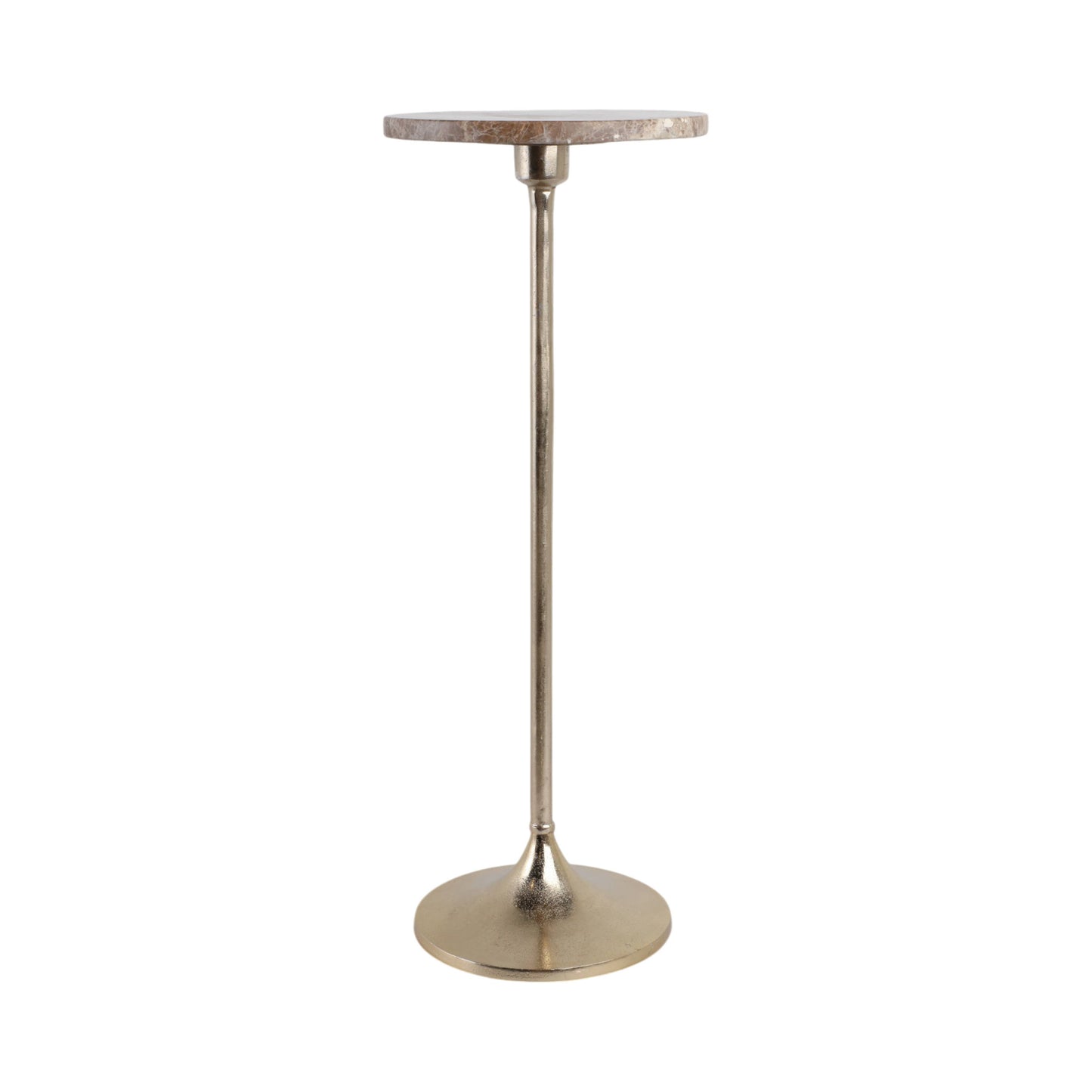27X10" Marble Top Drink Table, Tan/Gold, Novelty, 27"H,