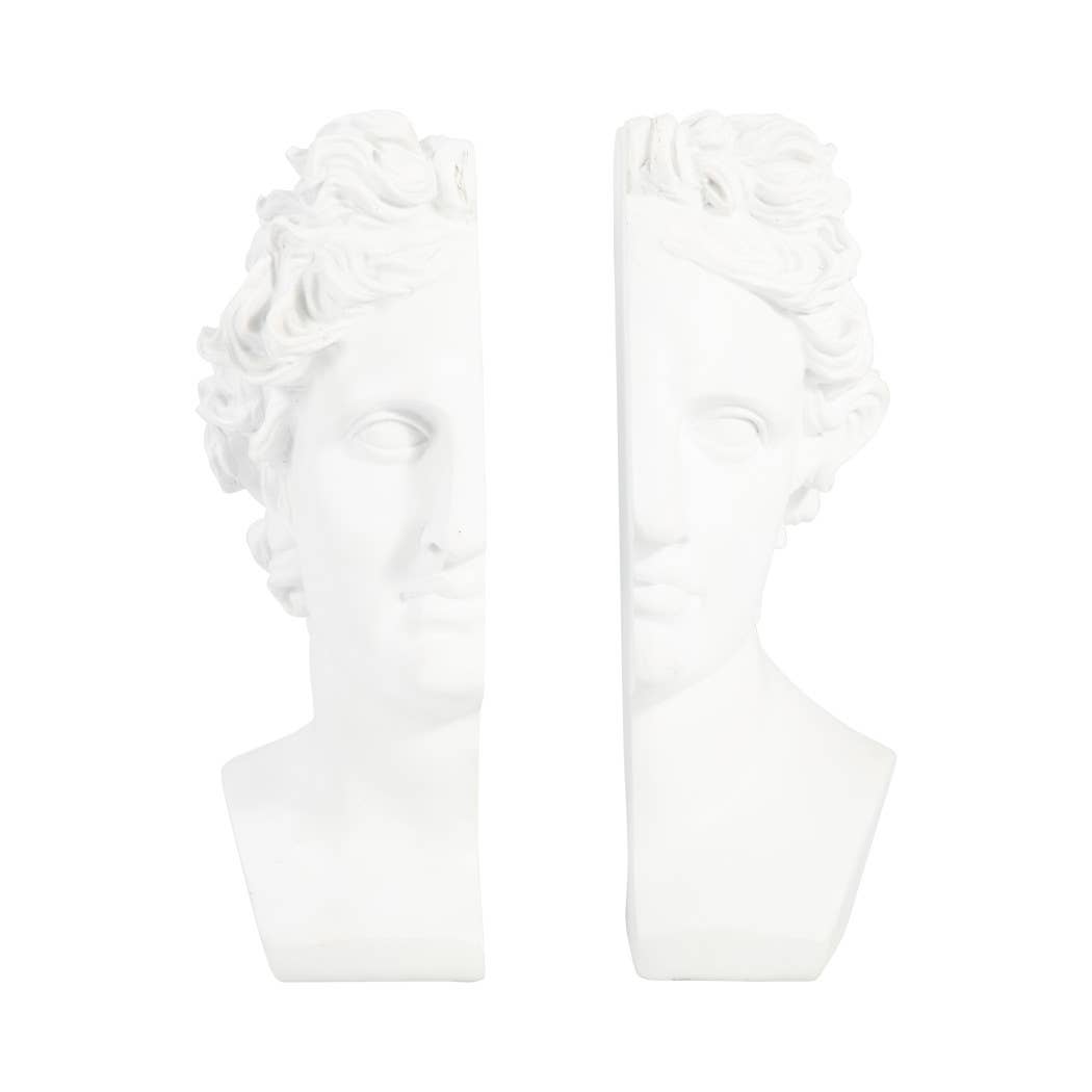 White 9 in. Resin Greek Goddess Bookends (Set of 2)