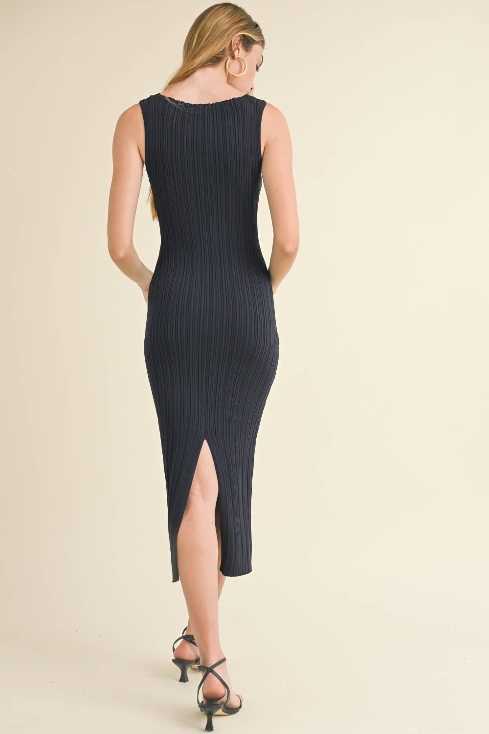 D2997 PATTERNED RIB KNITTED LONG DRESS