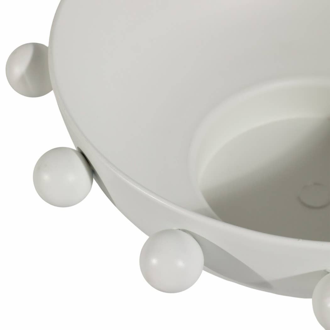 White 11 in. Iron Novelty Hobnail Solid Casual Home Bowl