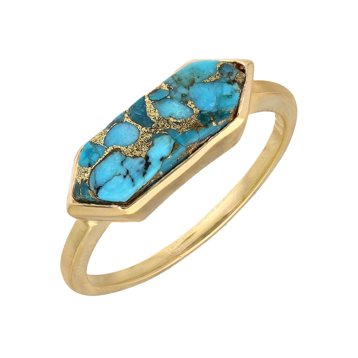 Blue Copper Turquoise HexaGlow Ring