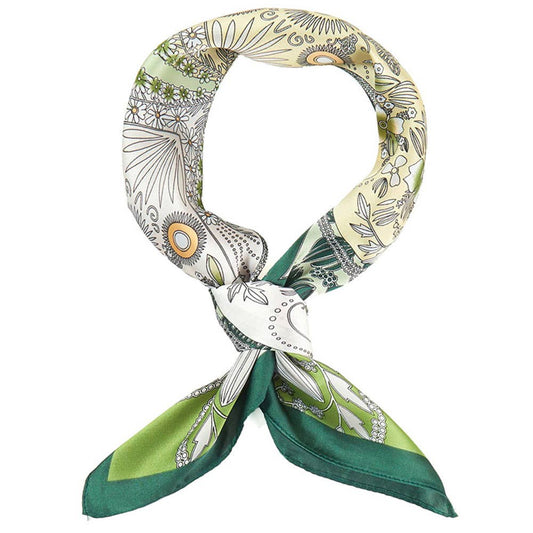 FOUR LEAF CLOVER AND FLOWER BANDANA SCARF