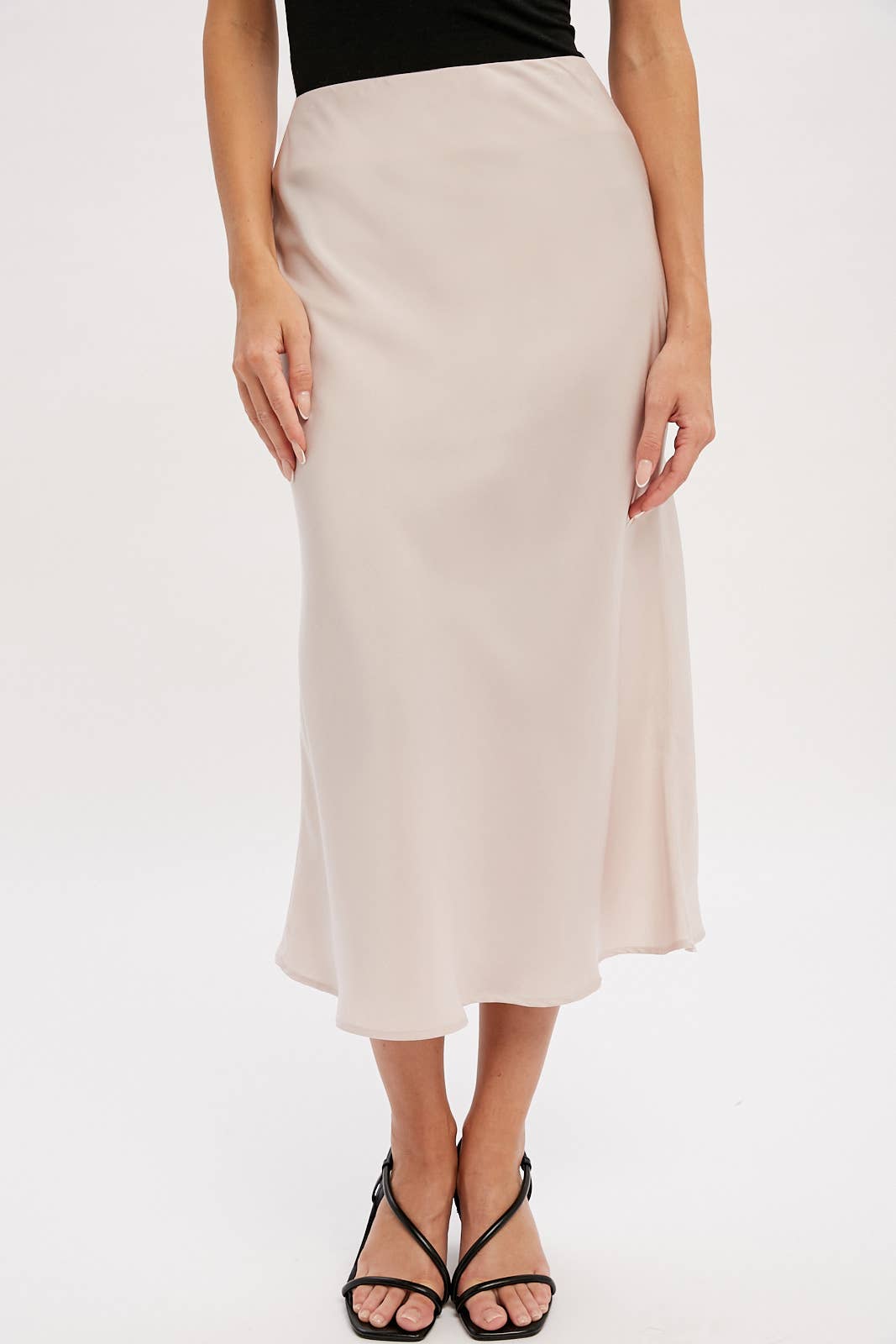 SATIN MIDI SKIRT