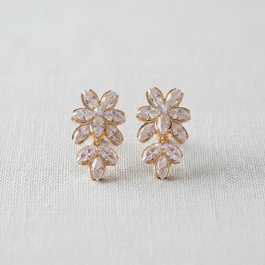 Zircon Flower Drop Earrings