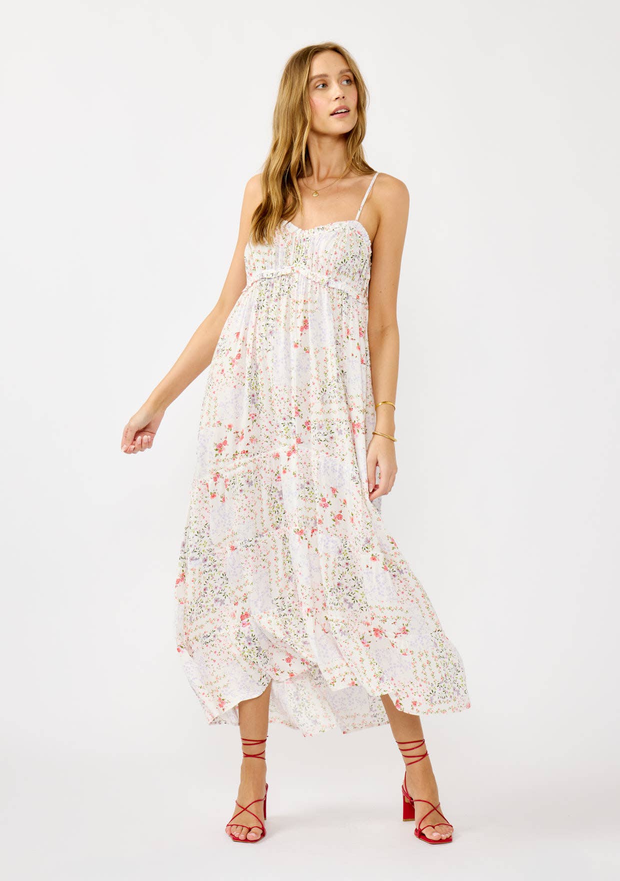 Smocked Spaghetti Strap Tiered Ruffle Maxi Dress