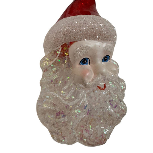 Santa Claus Curly Glass Ornament Red 5"
