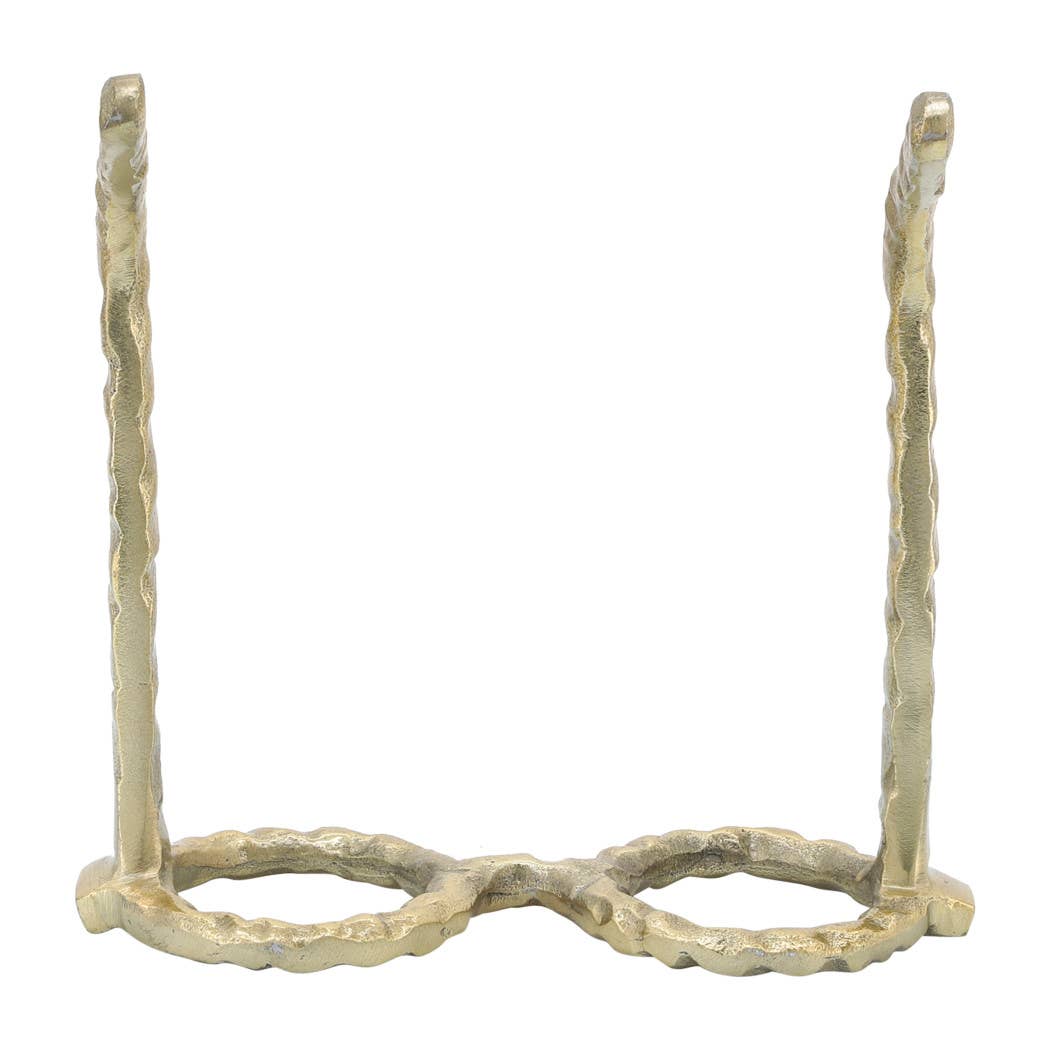 Gold 7 in. Metal Abstract Round Glasses Sculpture