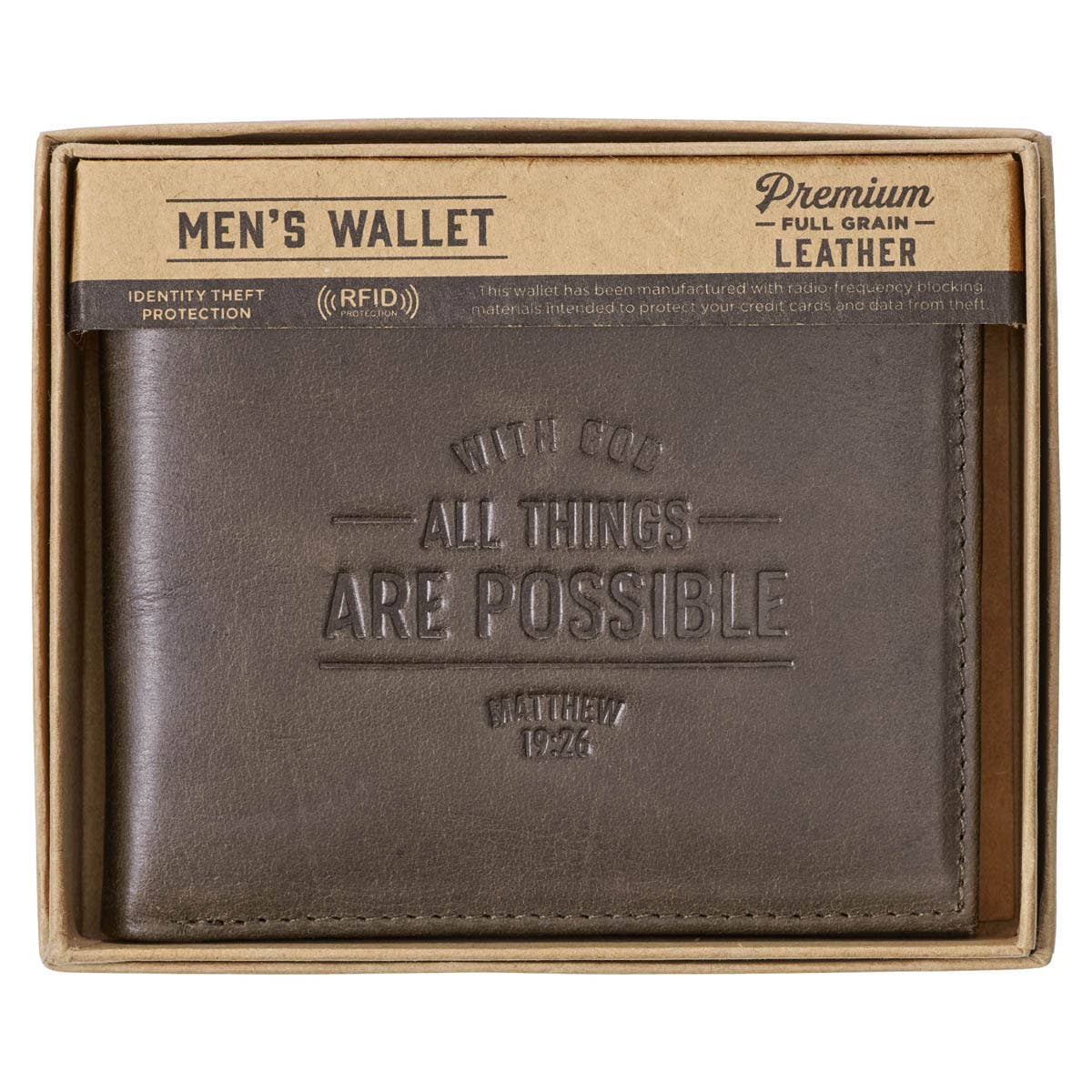Wallet Leather With God All Things are Possible Matt. 19:26