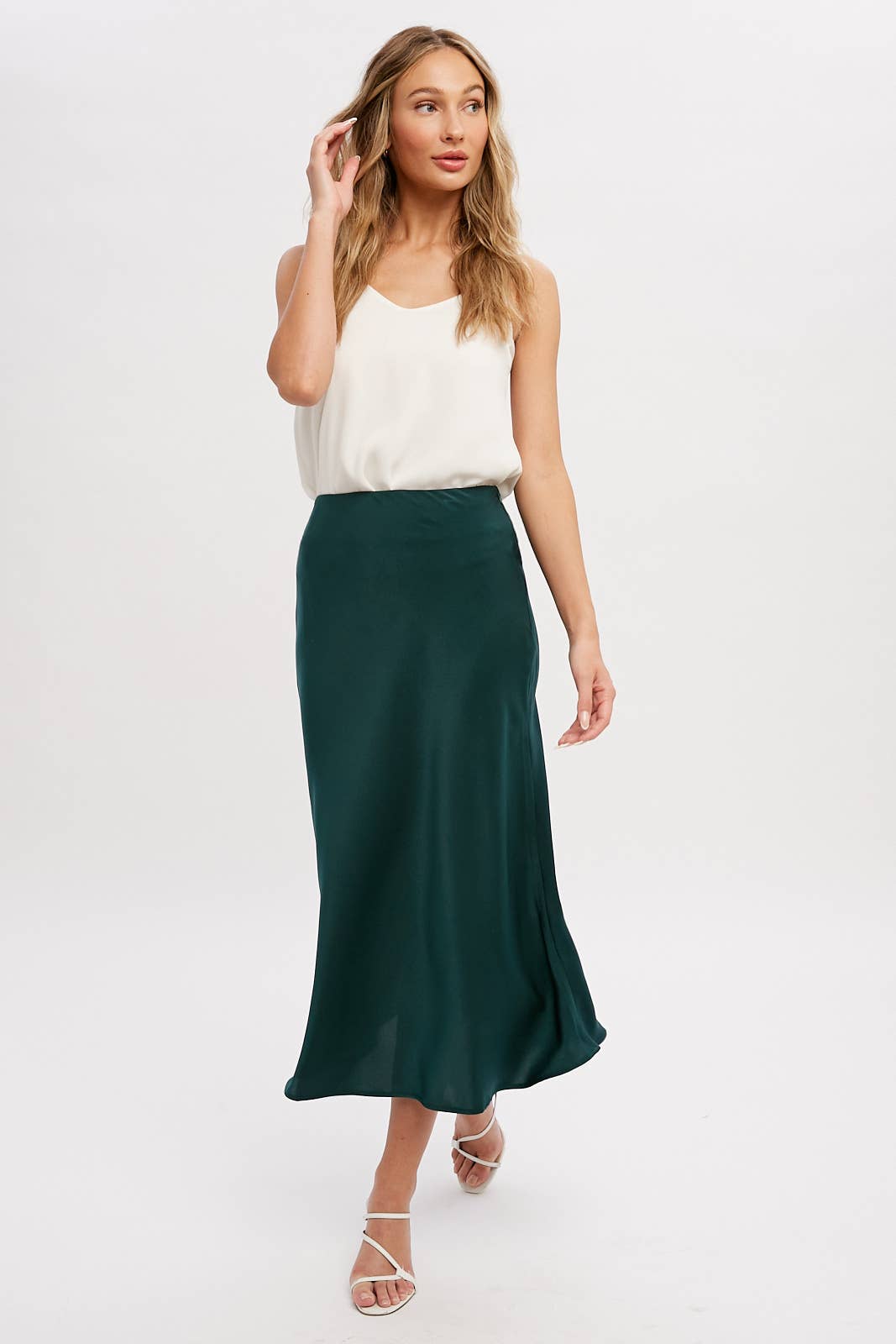 SATIN MIDI SKIRT