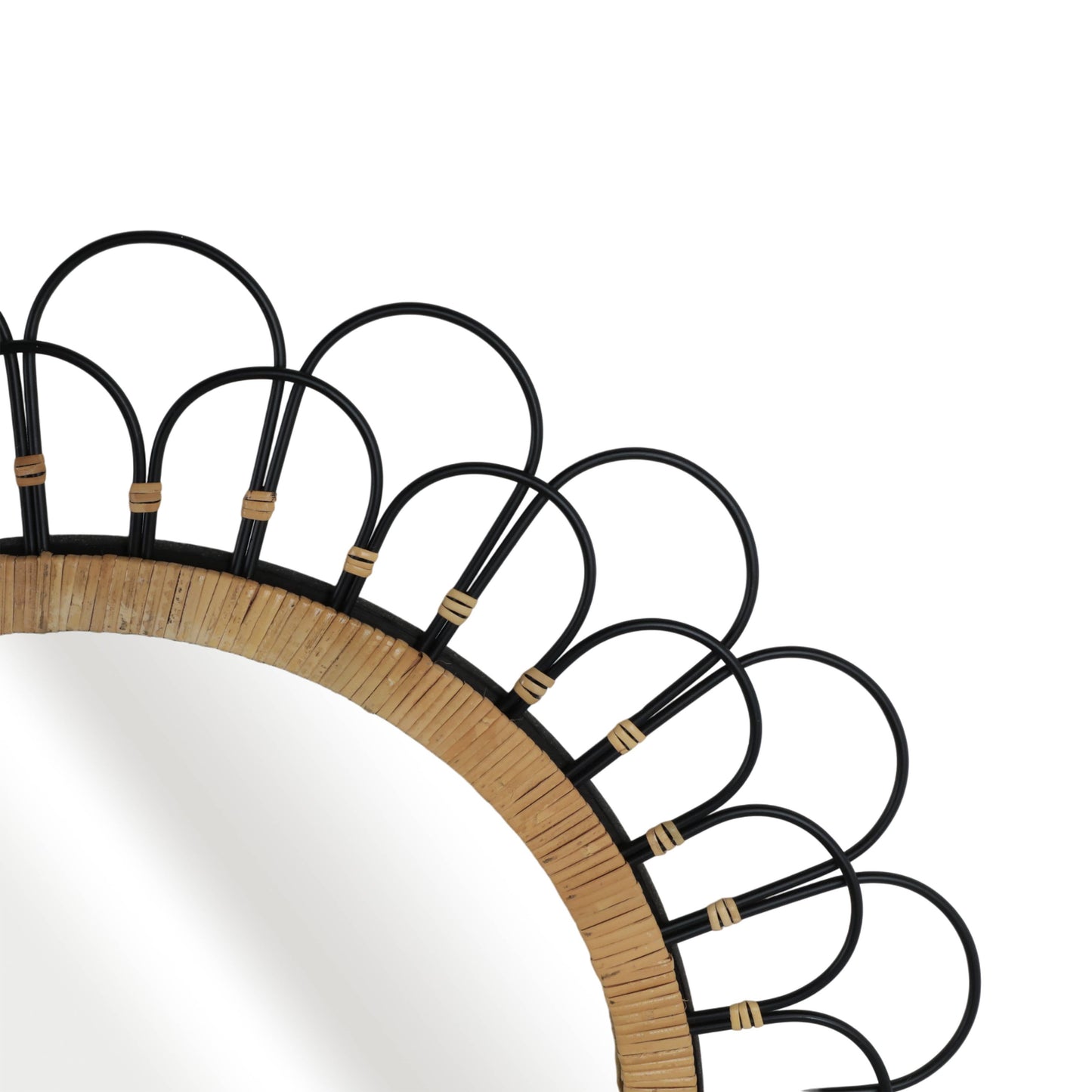 Black 36 in. Metal Round Daisy Wall Mirror
