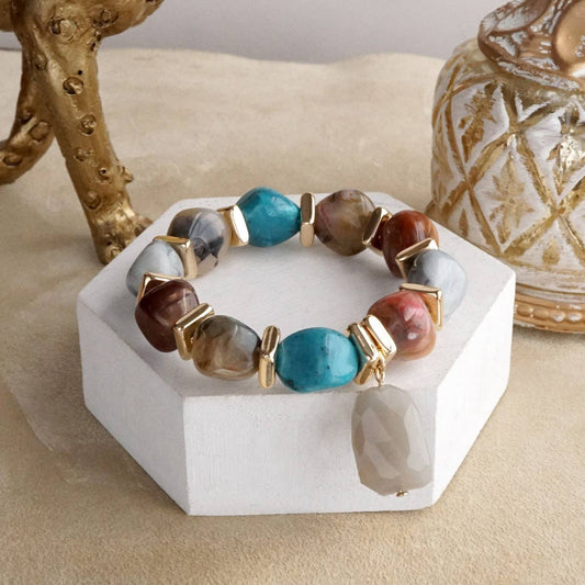Chunky Beaded Acrylic Stretchy Bracelets - Boho Harmony