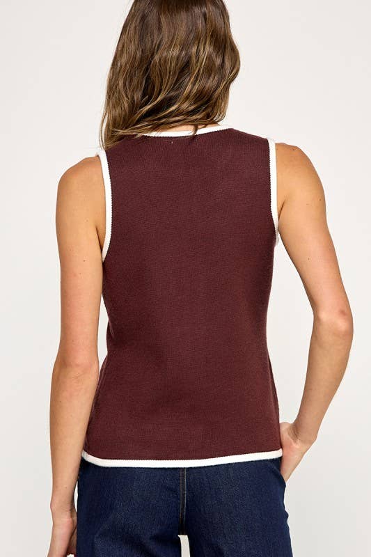 CREW NECK BUTTON DOWN SOFT SWEATER VEST