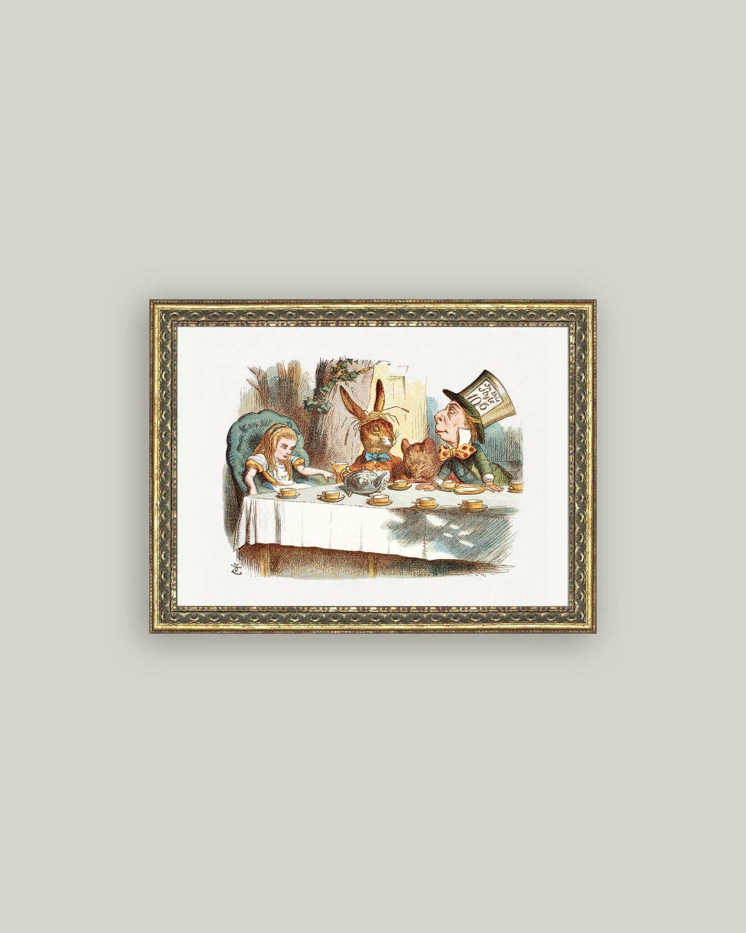 Tea Party with the Mad Hatter Framed Antique Art