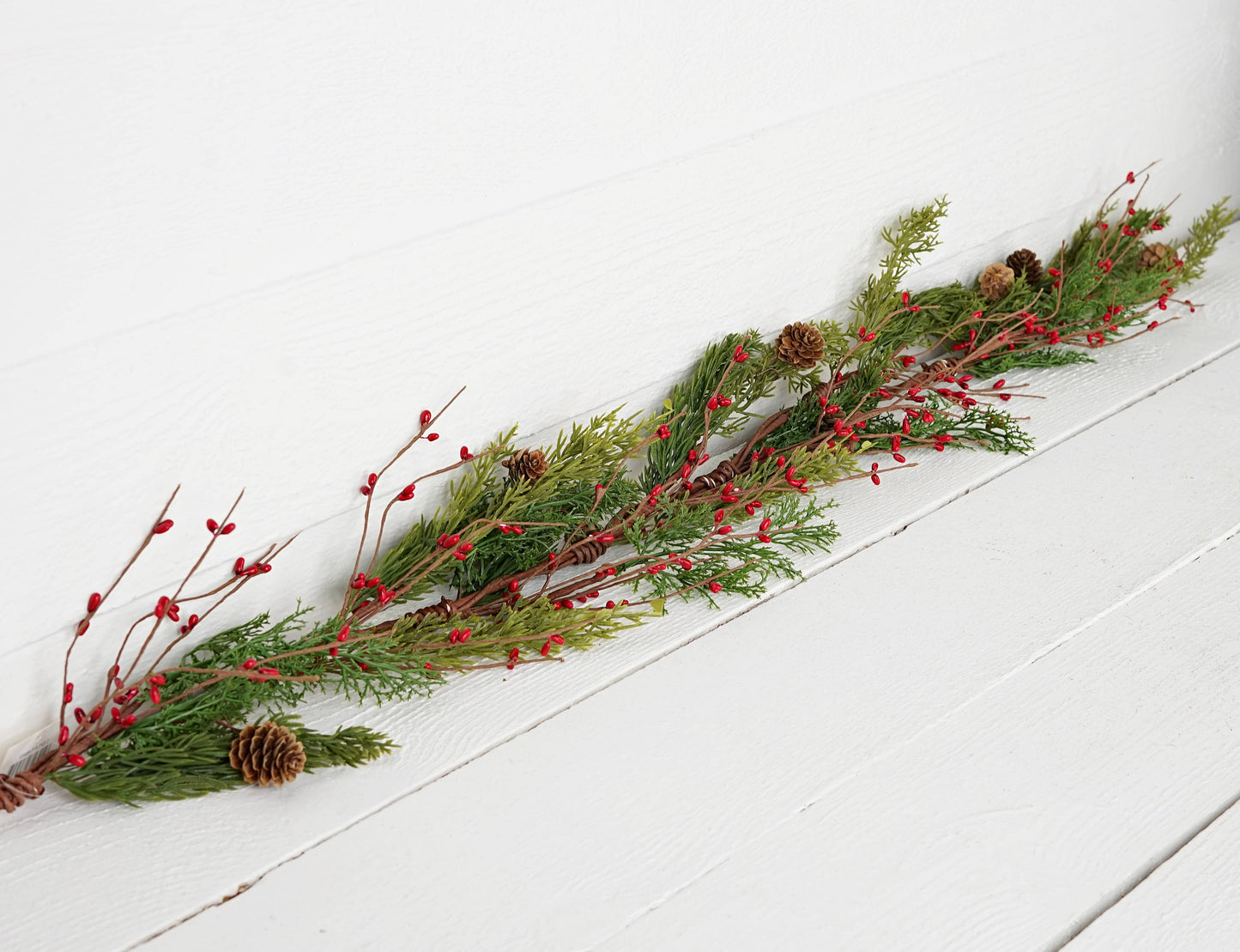 4ft Evergreen Pine with Red Pips Garland-