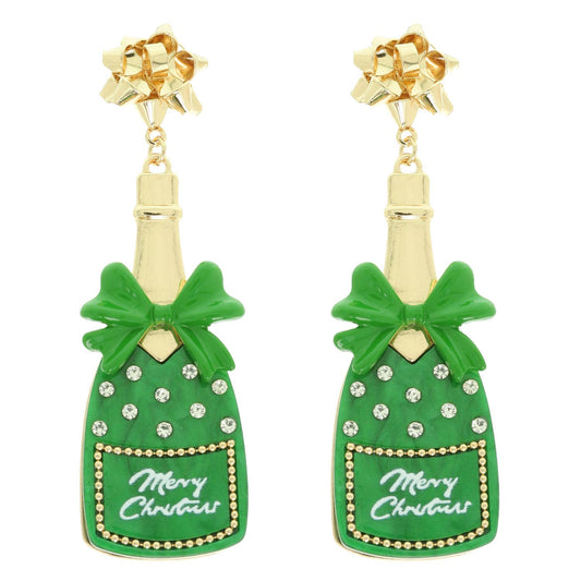 Santa Champagne Bottle Earrings