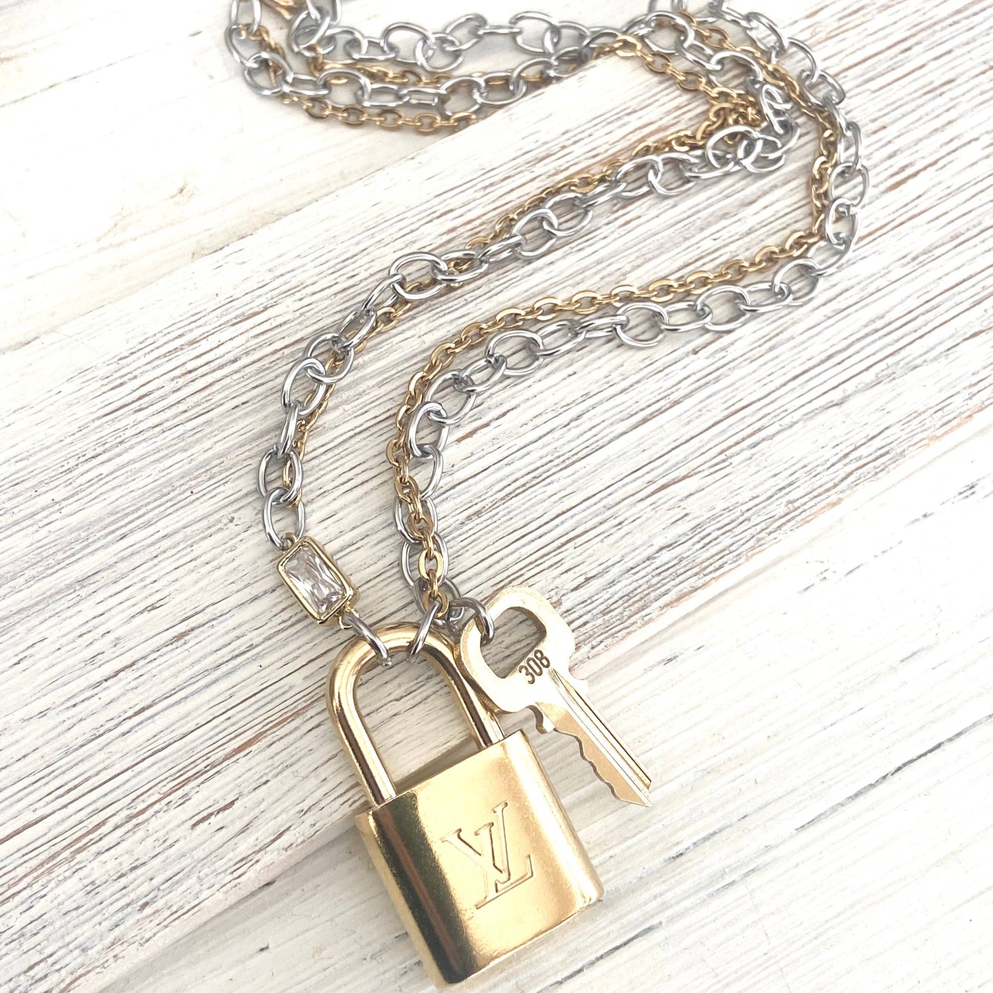 Upcycled Louis Vuitton Lock Necklace - Repurposed LV