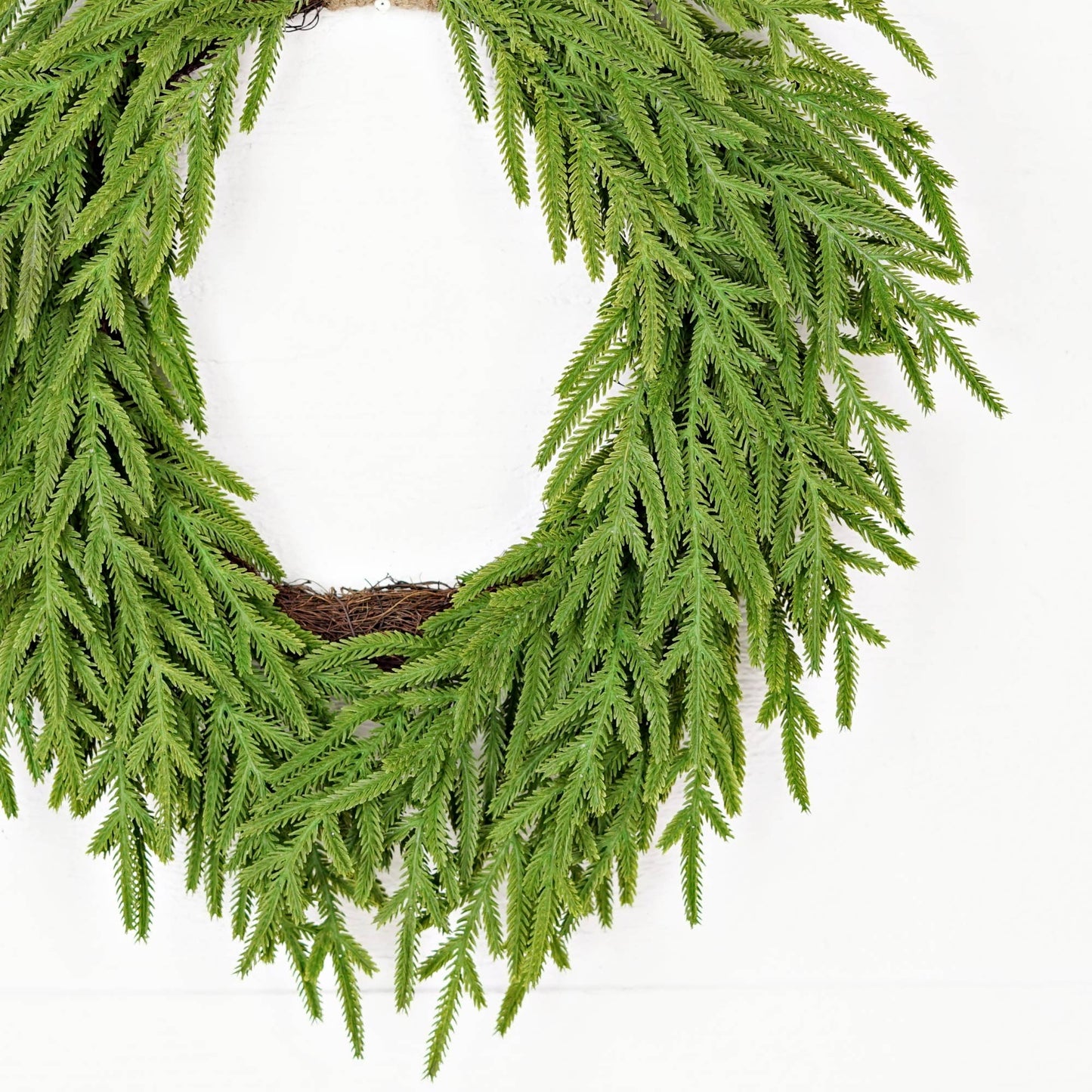 510707- 24inW Heart Twig Wreath-Soft Touch Evergreen Norfolk