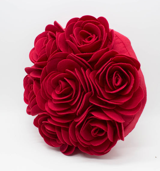 Red 3D Petals Rose Throw Pillow - 15" Round