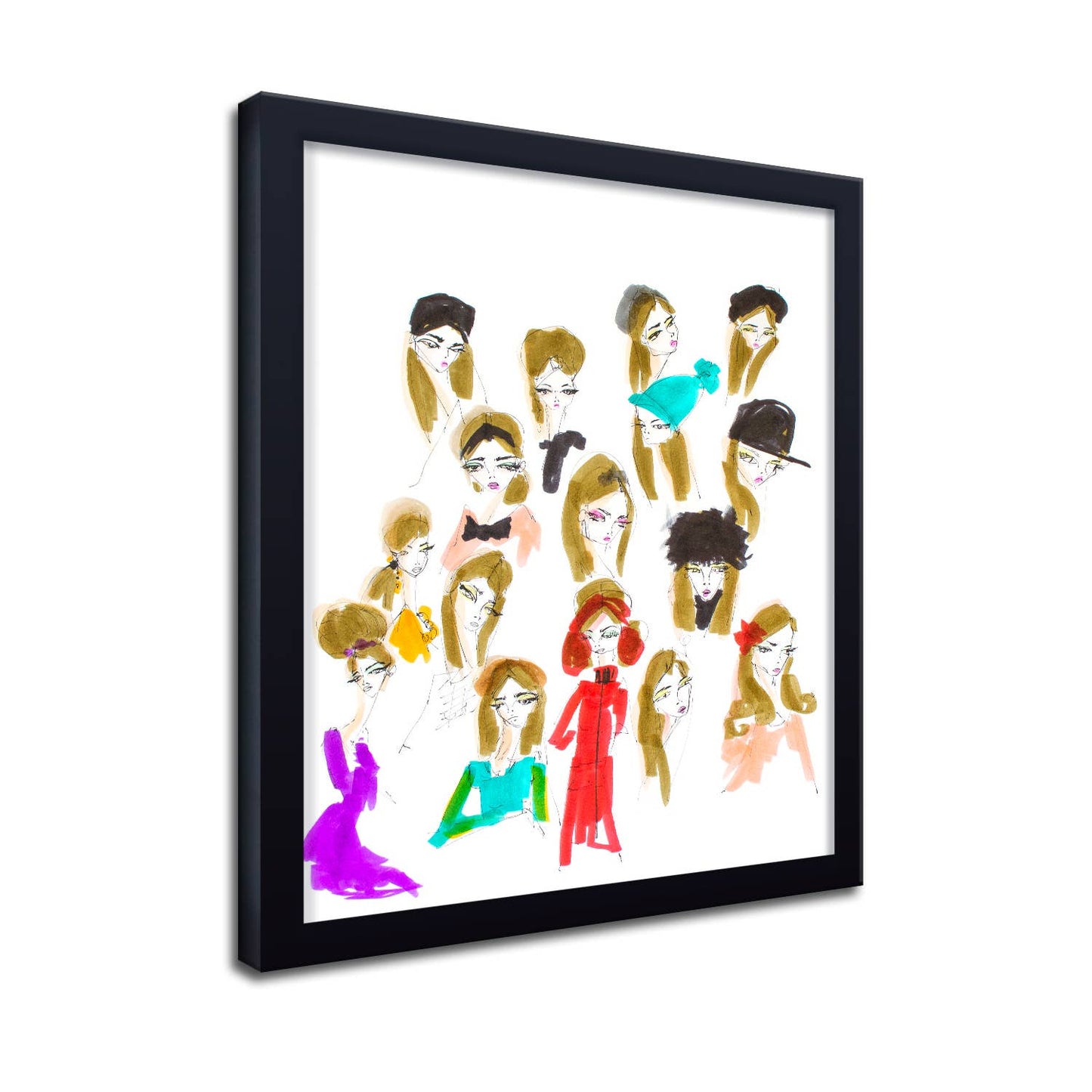 'Hats And Hair' Framed Print Wall Art by Chauncey Jacks