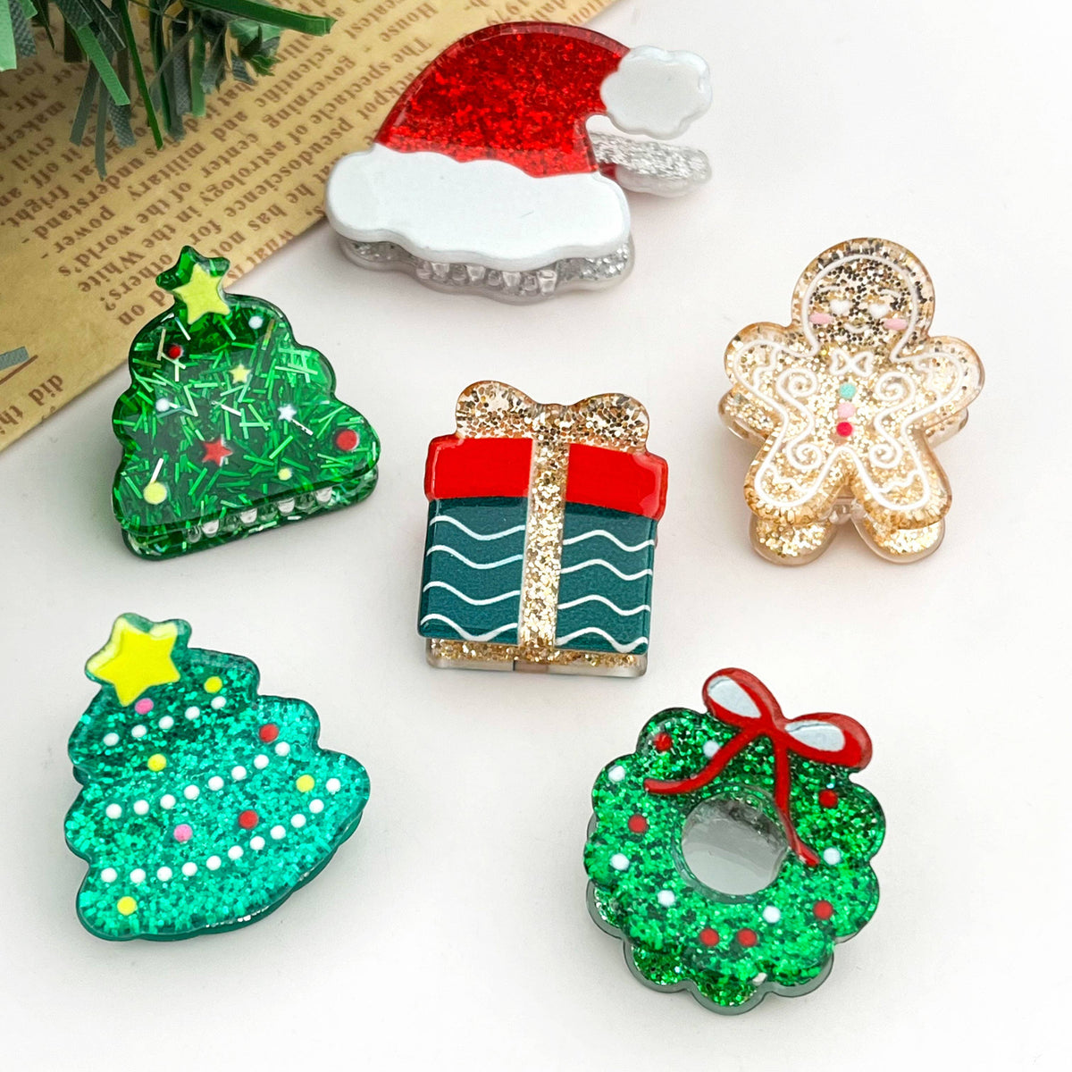 Gingerbread Man Mini Hair Claw Clips