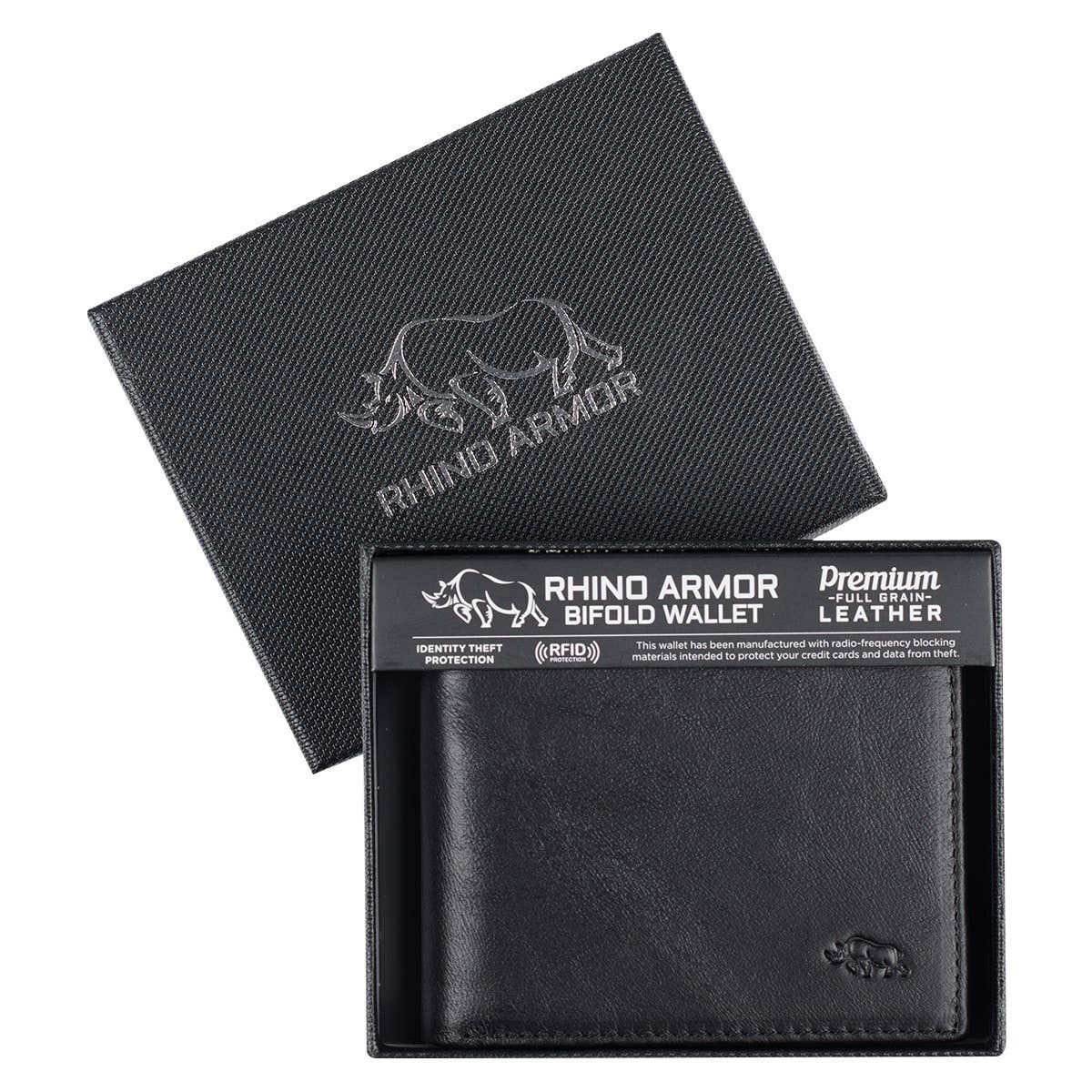Genuine Leather Wallet Rhino Armor Black