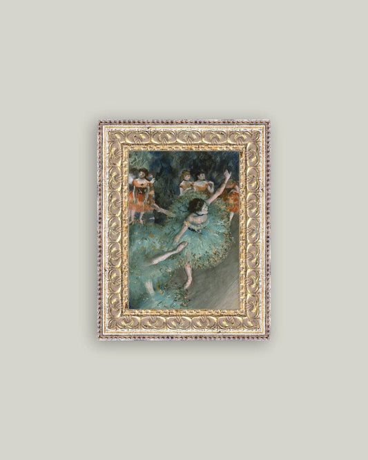 Close-up of Swaying Dancer in Green art print in an ornate frame