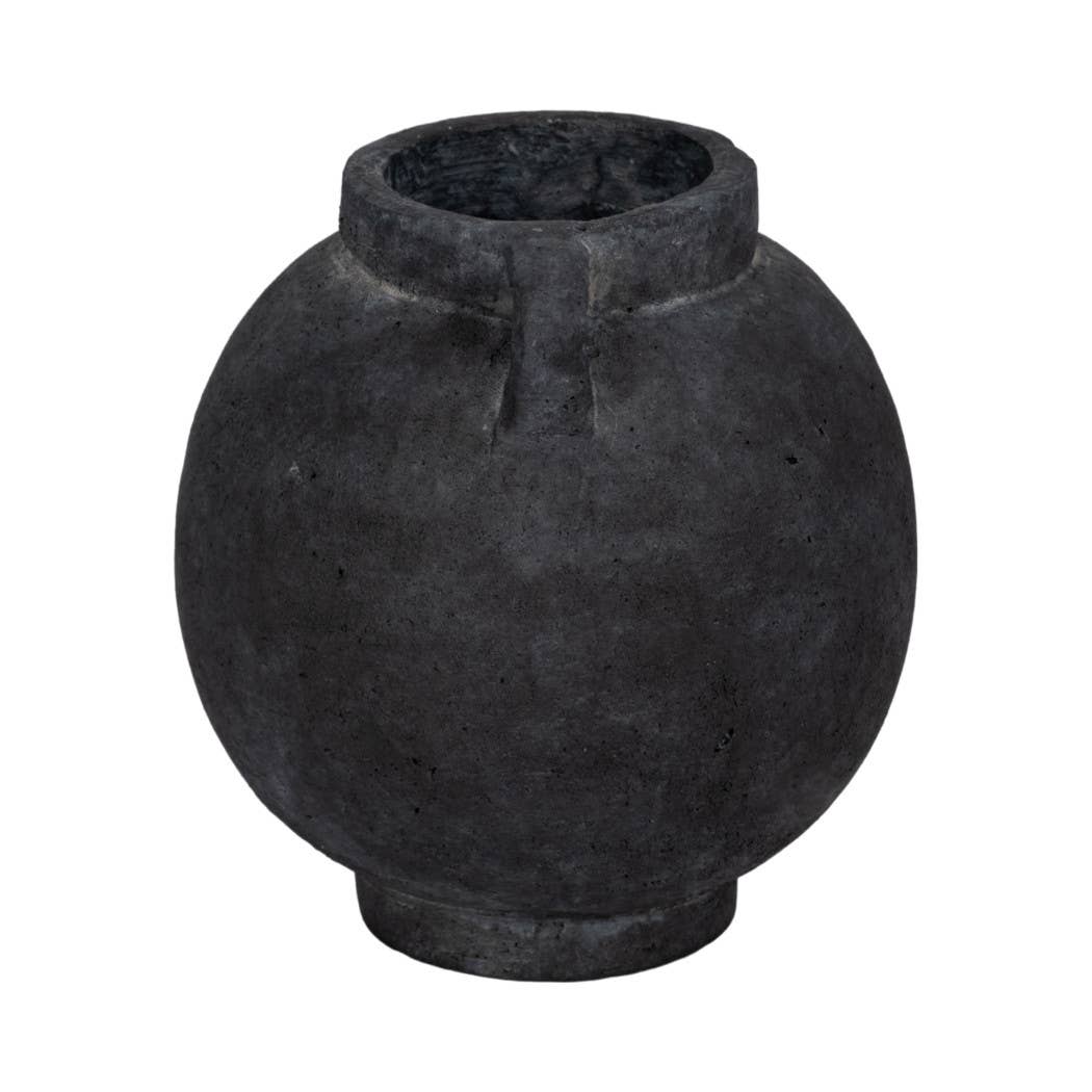 Black 7 in. Contemporary Pottery Bulbous Jug with Handle