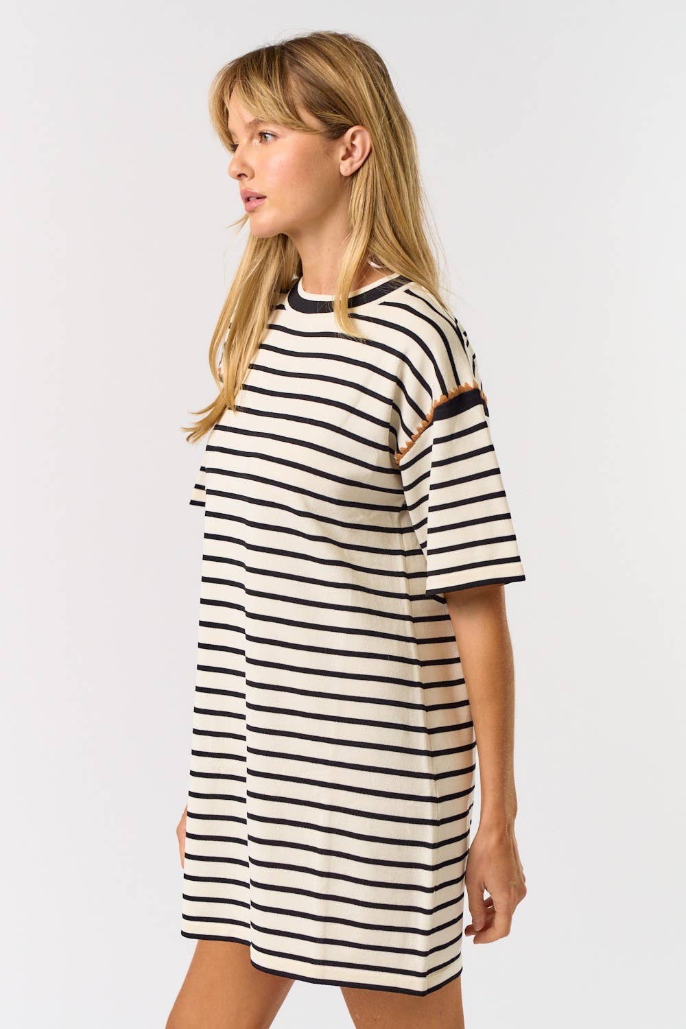SPECIAL - STRIPE SHORT SLEEVE SHIRT DRESS I M