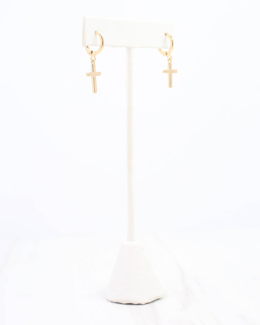 York Cross Hoop Earring Gold