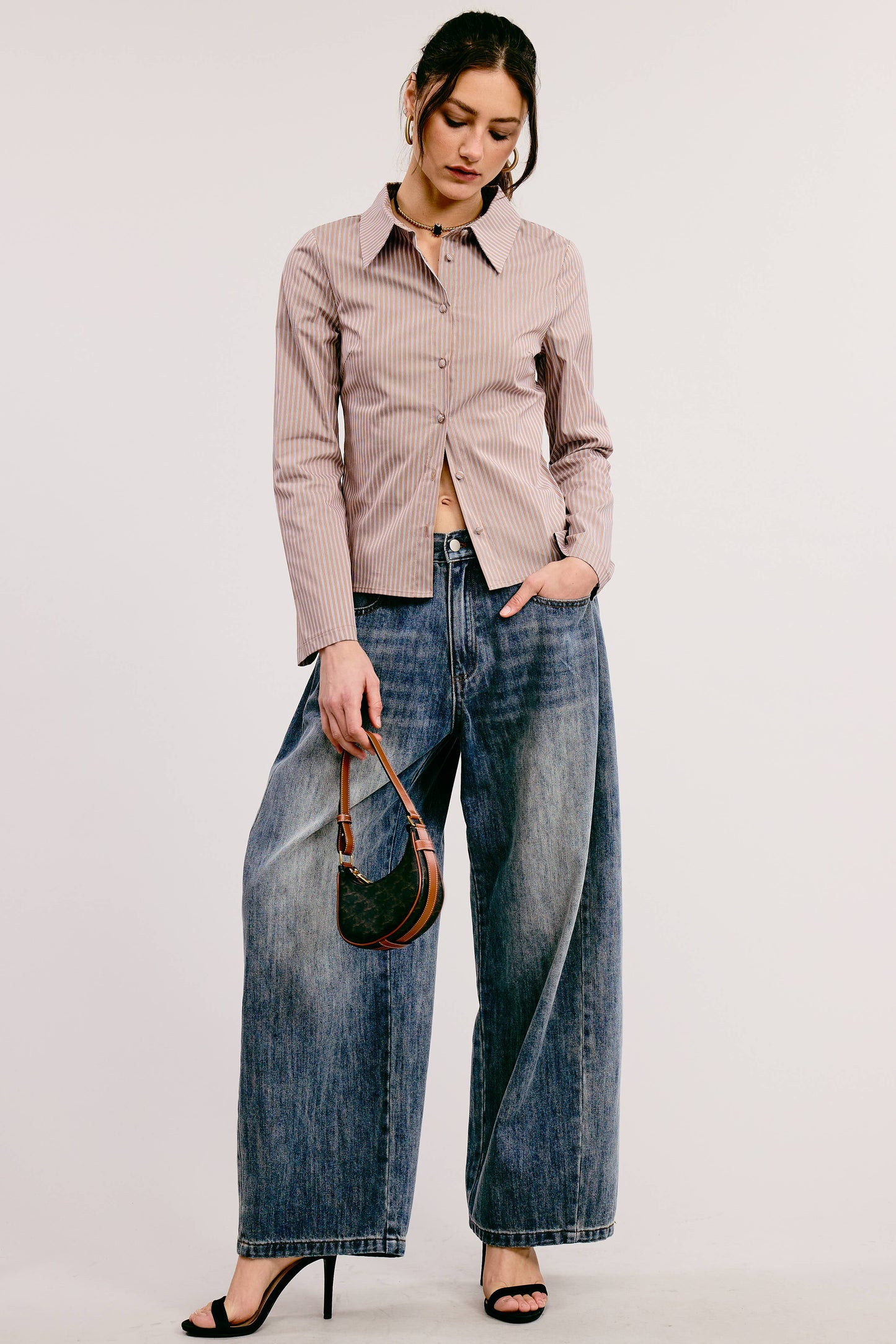 Stonewash Wide Leg Baggy Denim Jeans