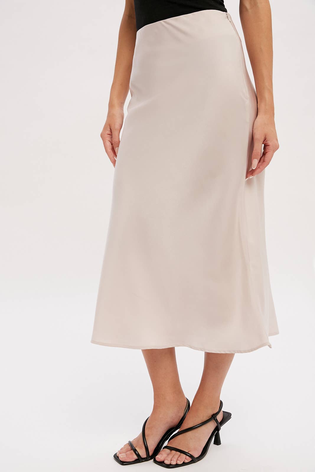 SATIN MIDI SKIRT