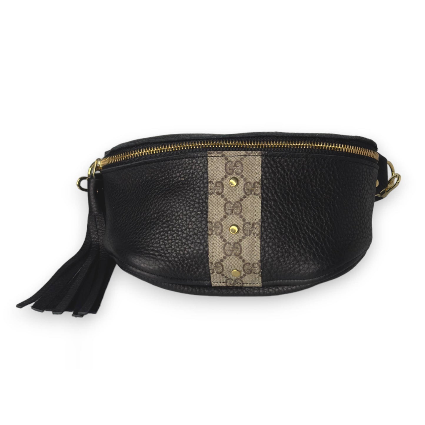 Britt Belt Bag In Black Leather | Upcycled Gucci