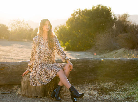 Snake Print Ruffle Dress