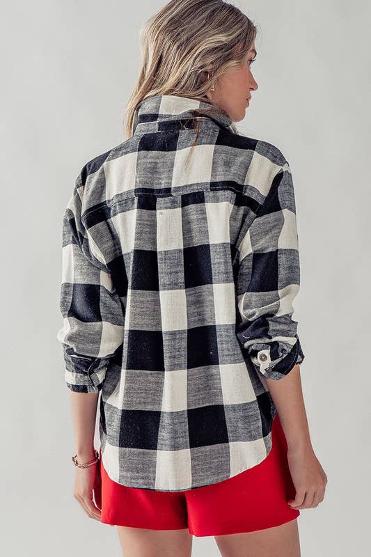 Plaid Flannel Button-Down Shirt
