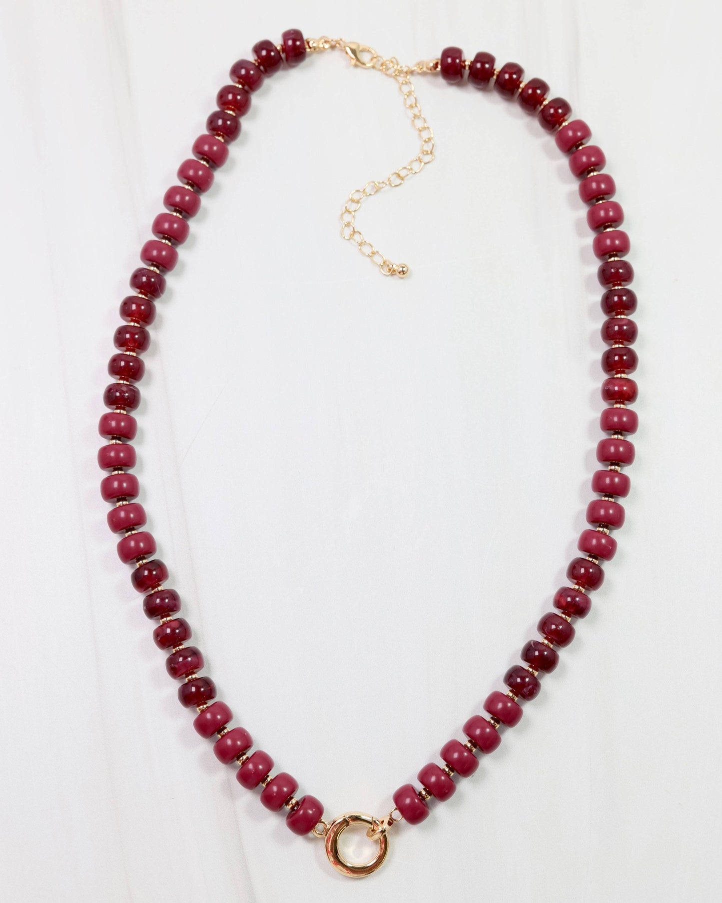 Tiara Beaded Toggle Necklace Burgundy