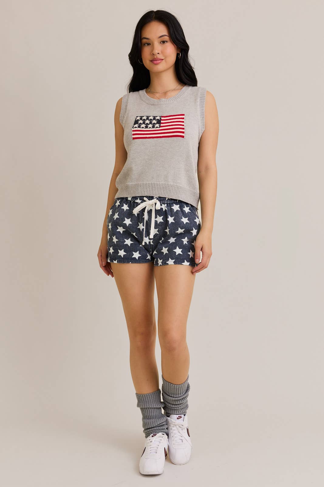 AMERICAN FLAG SLEEVELESS SWEATER TOP