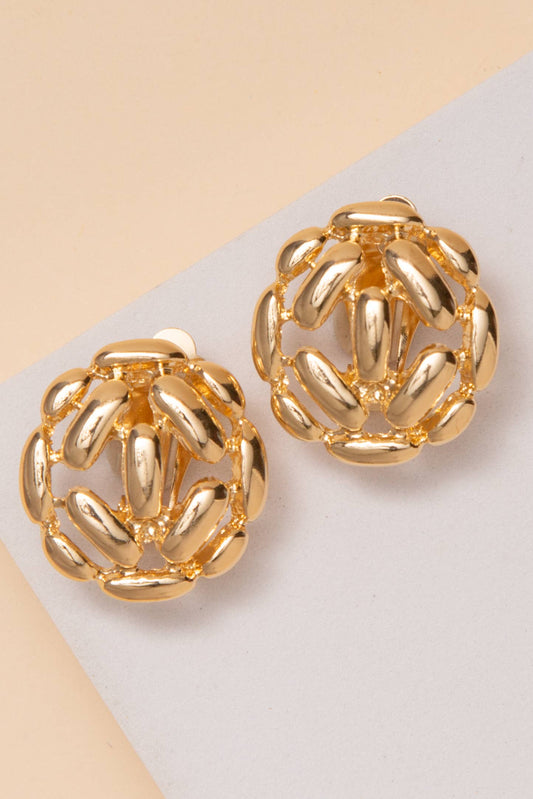 Openwork Oval Cluster Clip On Earrings