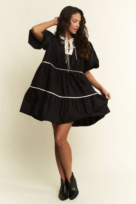 SOLID TIERED DRESS